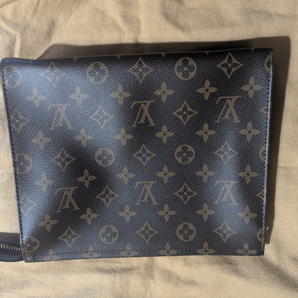 Canvas Clutch in Brown and Tan - Picture 3 of 7